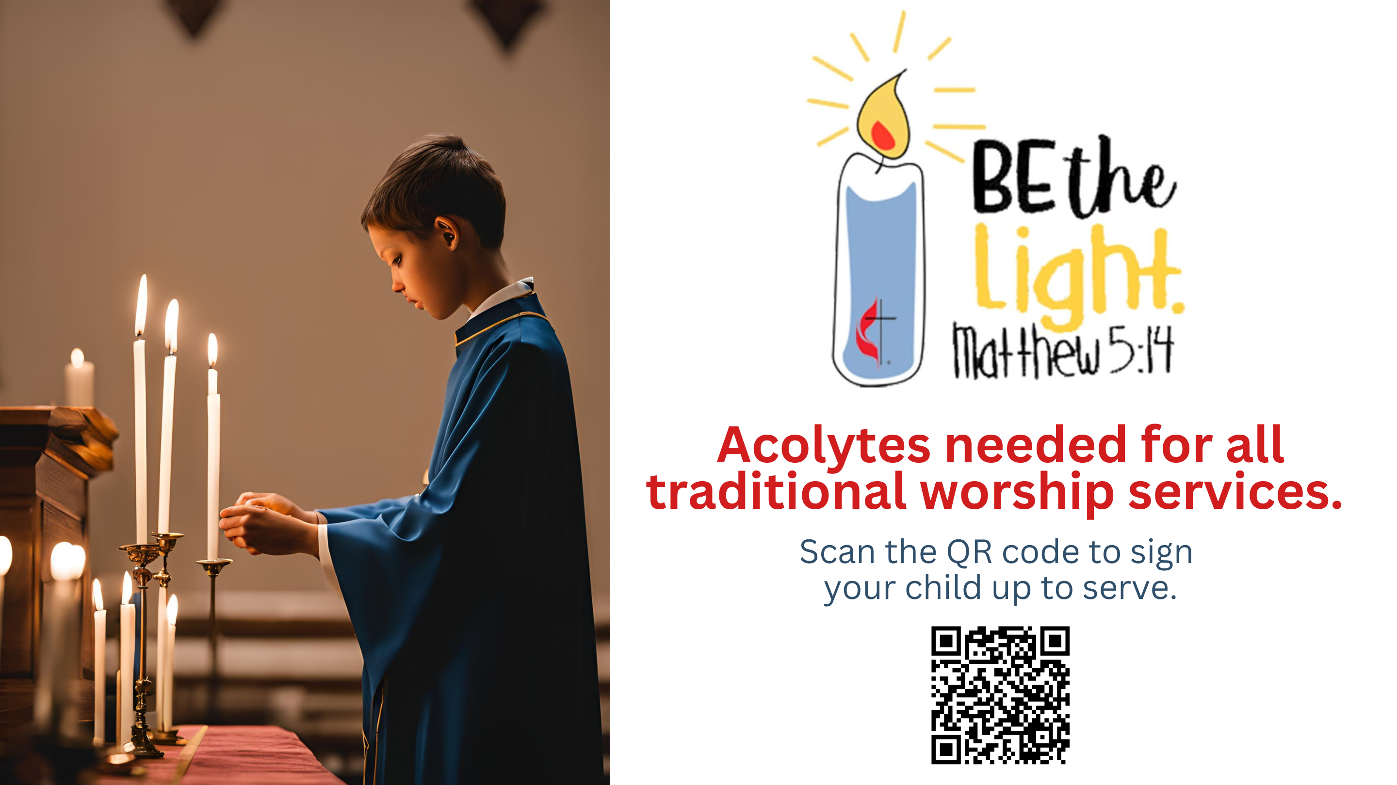 acolytes are needed for traditional worship services