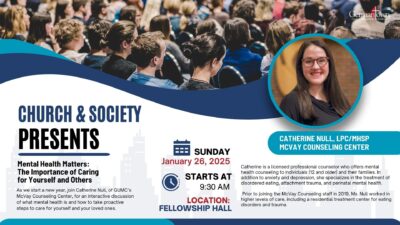 Church and Society Speaker’s Series: Mental Health Matters