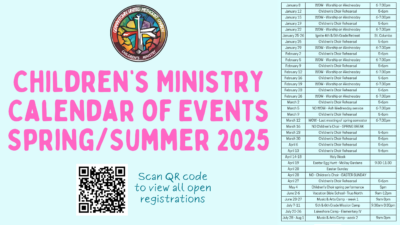 Children’s Ministry Spring/Summer calendar 2025